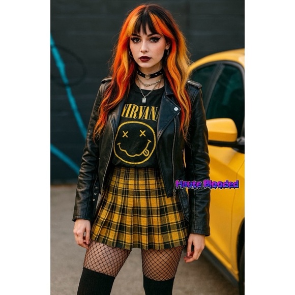 Nirvana Tee Shirt Bleach Yellow Grunge 90's Style Retro alt e-girl Festival Punk - Picture 1 of 7